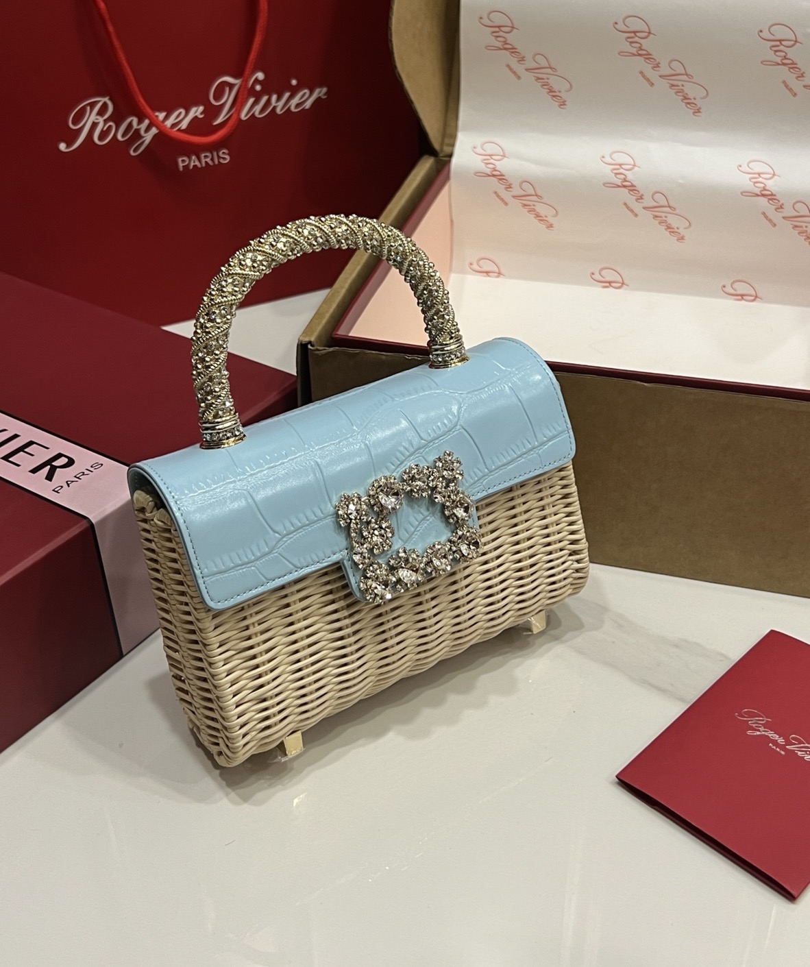[TOP] ROGER VIVIER Diamond Bag 19-4-13 CM - Blue - 711 Luxury