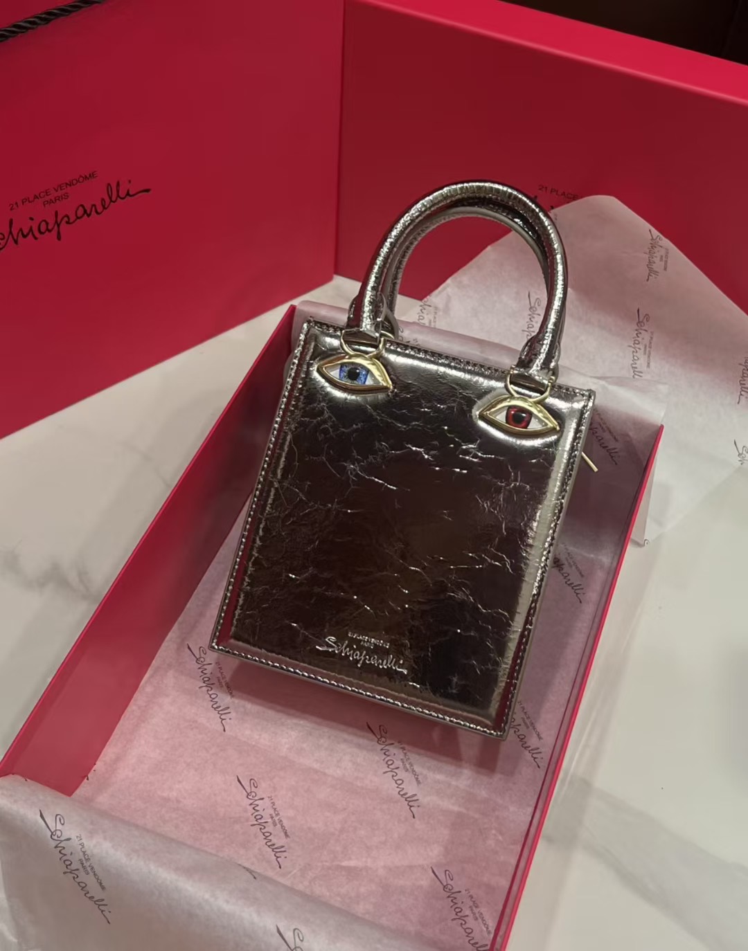 [TOP] Schiaparelli Anatomy Face Bag 17x15x5.5cm - Metallic Color - 711 Luxury