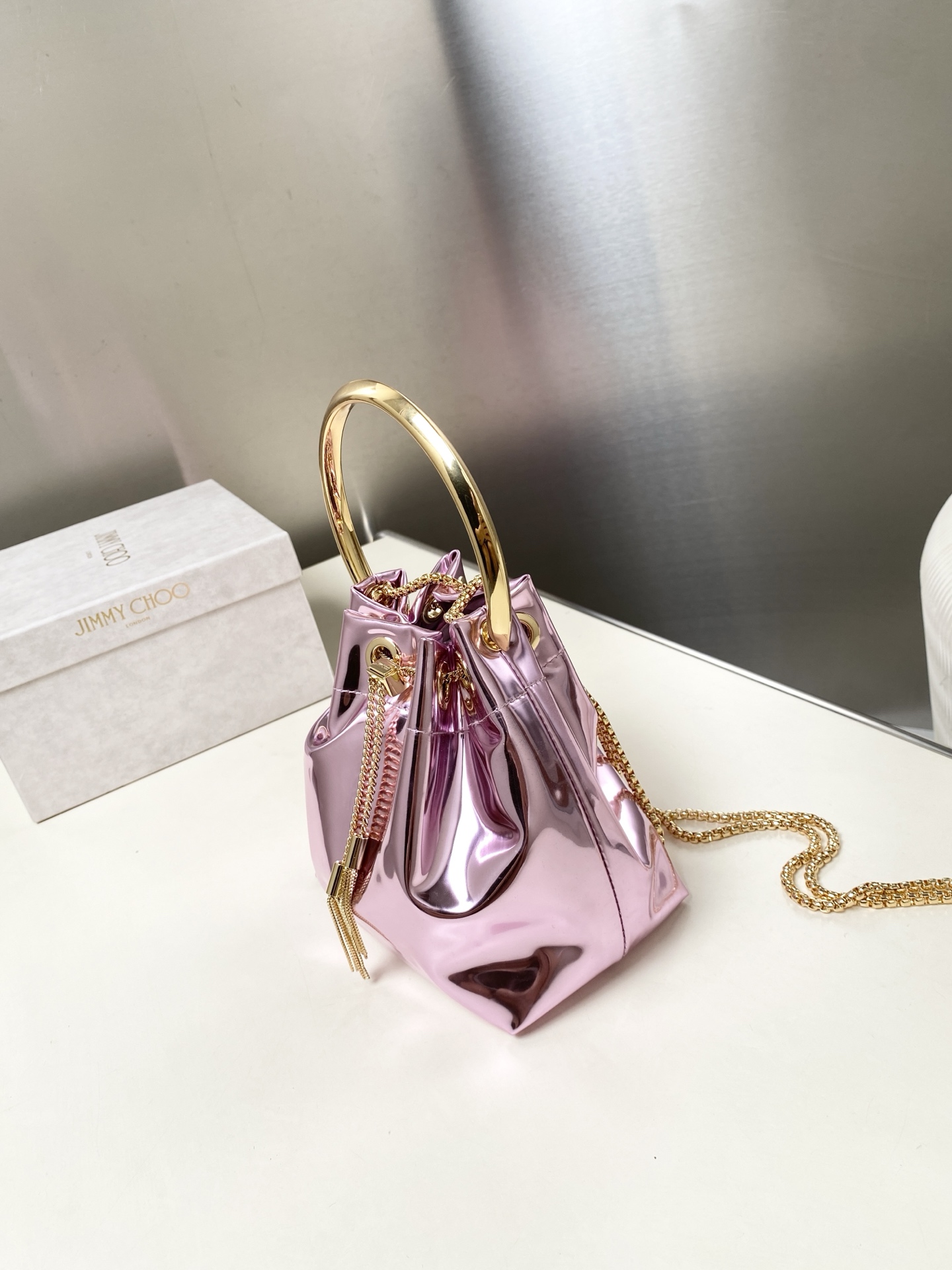 [TOP] JIMMY CHOO Bon Bon Bag 16*15*9.5CM - Pink - 711 Luxury