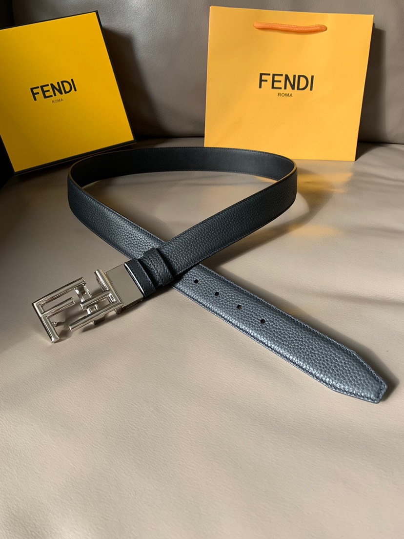 [TOP] FENDI Men's Belt Cowhide 3.4cm - Black - 711 Luxury