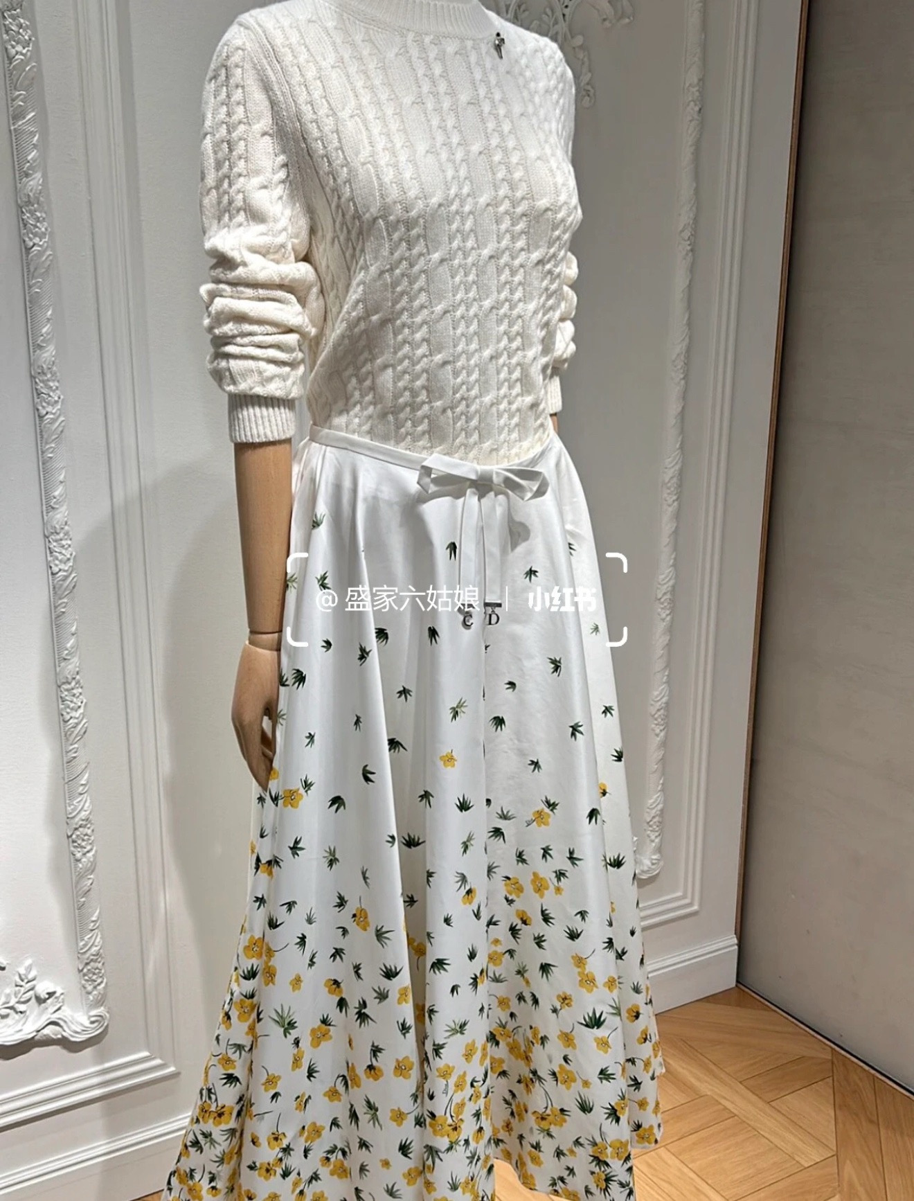 DIOR Sweater Ecru Cashmere Cable-Knit #382832