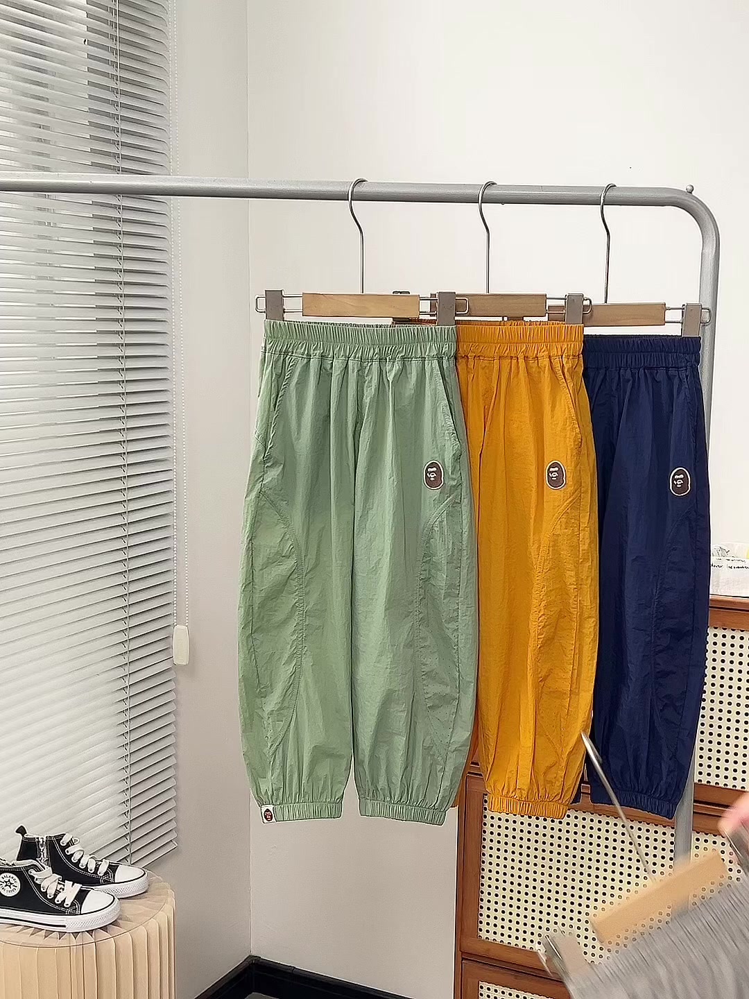Bape Unisex Kids Yellow Green Navy Gray Quick Dry Anti Mosquito Jogger Pants Boys Girls Sizes 110-170