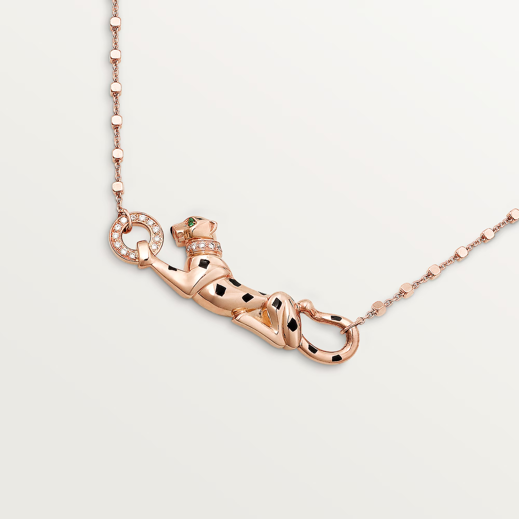 Carty Panther Pure Necklace, Rose Gold, Black Lacquer