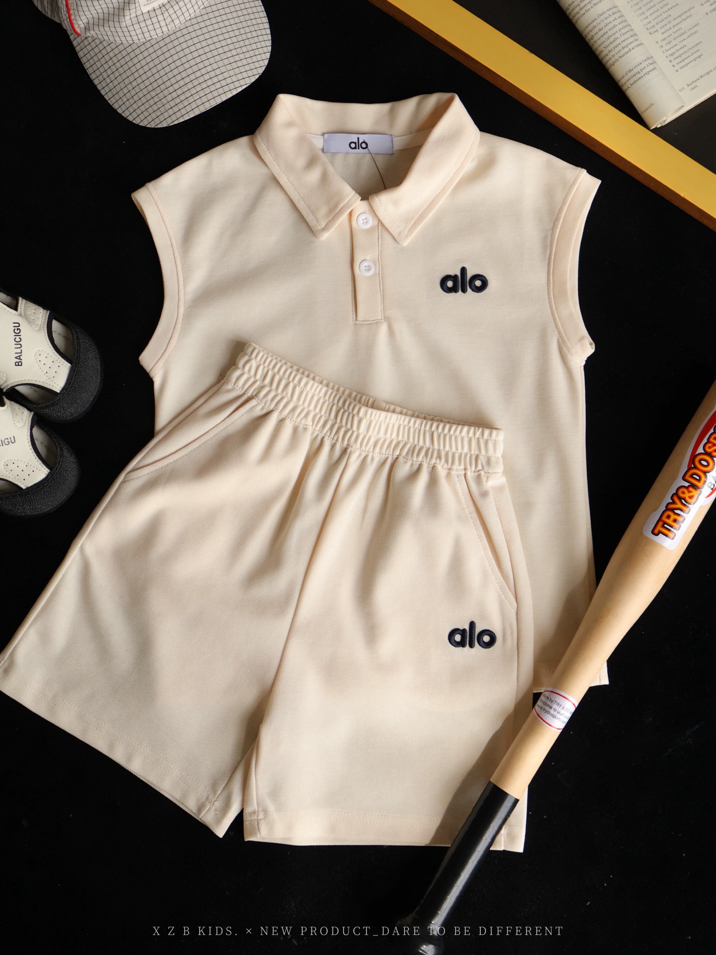 Alo Unisex Toddler Kids Sleeveless Polo Tank Top Two Piece Summer Outfit Set Boys Girls Korean Soft Casual Vest Suit Multiple Pastel Colors