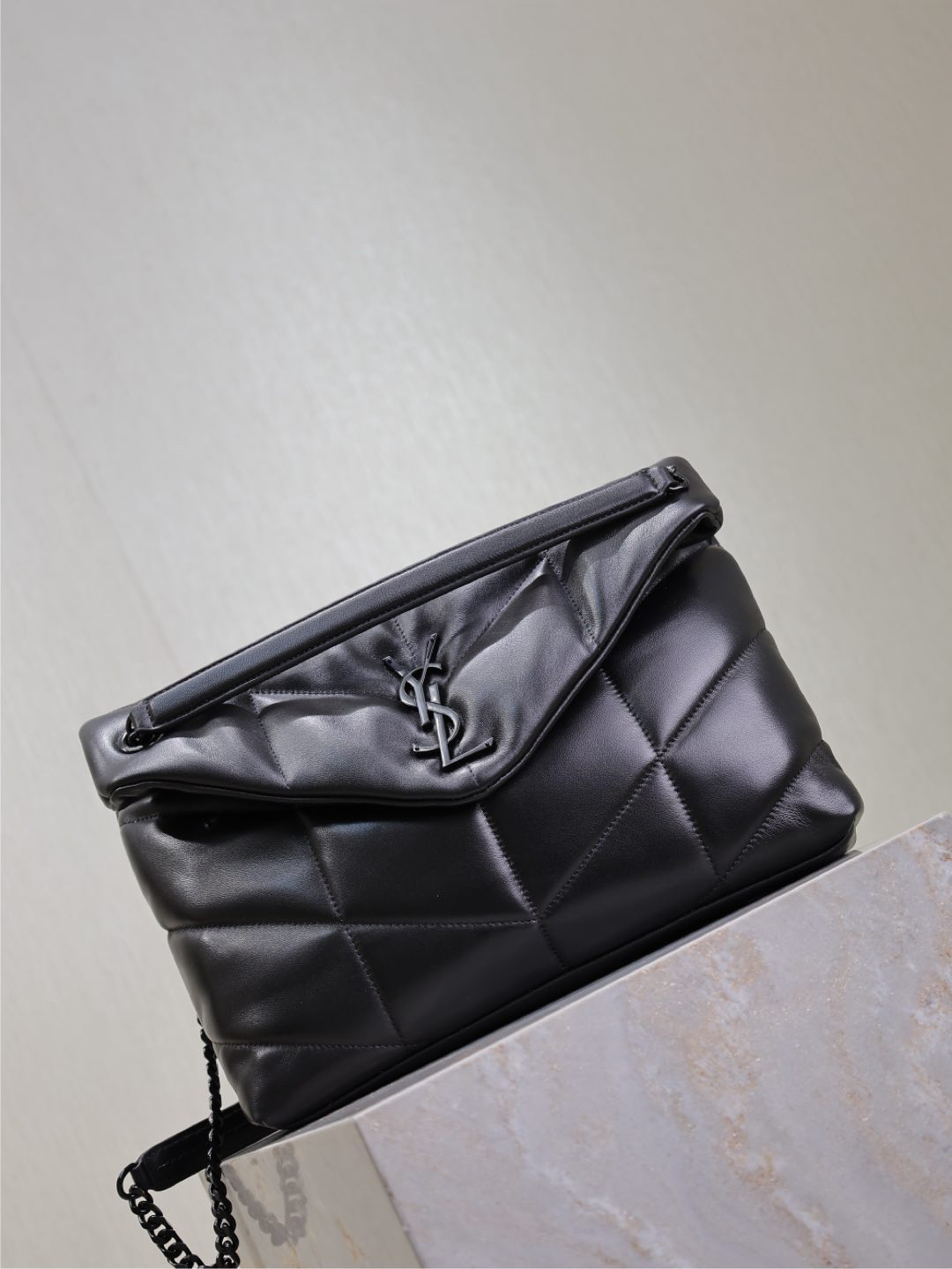 [TOP] Yves Saint Laurent YSL Loulou Puffer Bag Lambskin 35x23x13.5cm - All Black - 711 Luxury