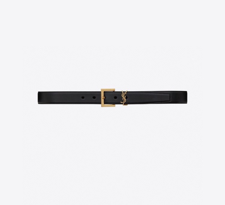 [TOP] Yves Saint Laurent YSL Belt Calfskin 3cm - Black - 711 Luxury