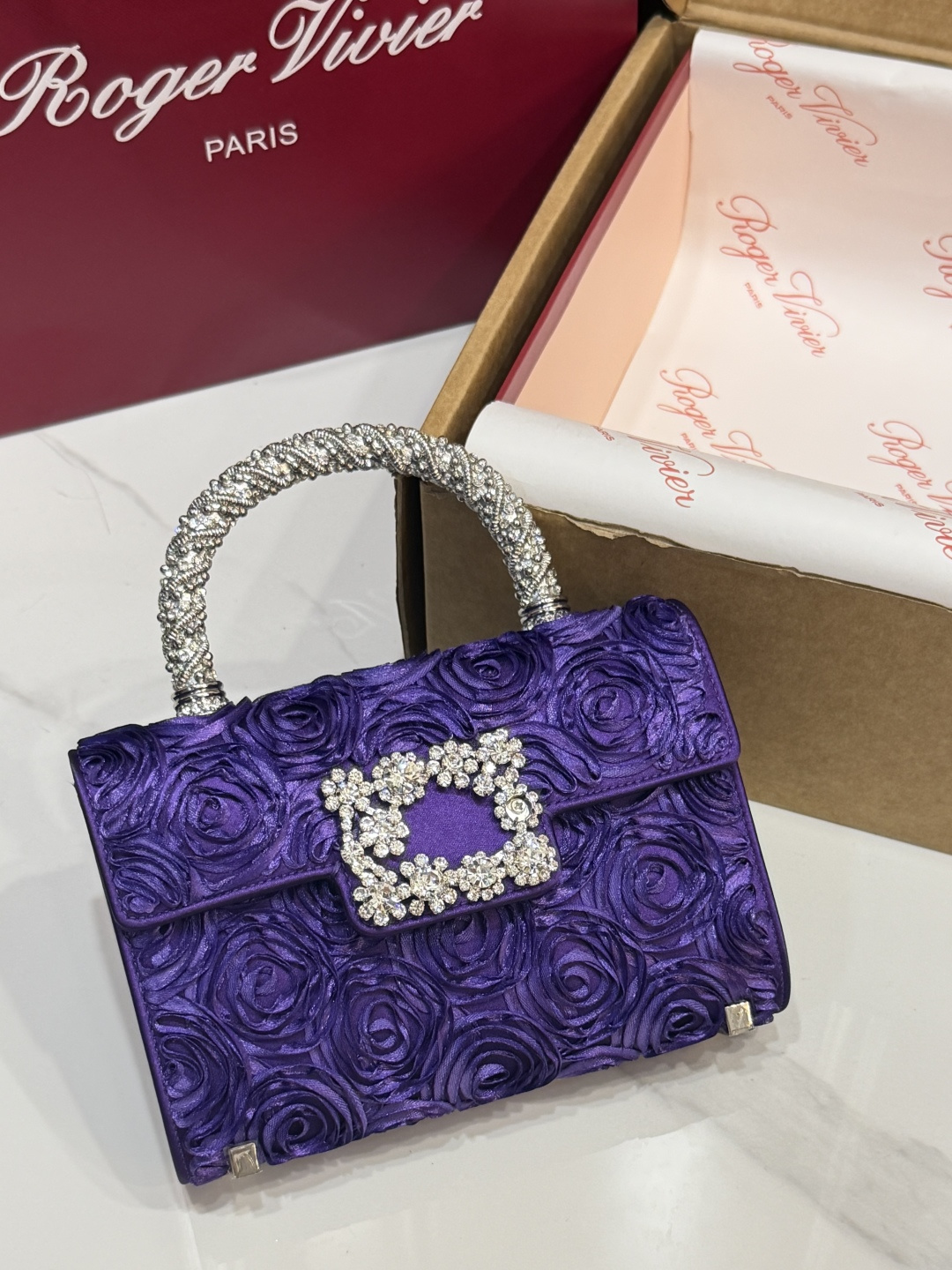 [TOP] ROGER VIVIER Diamond Bag 19-4-13 CM - Purple - 711 Luxury