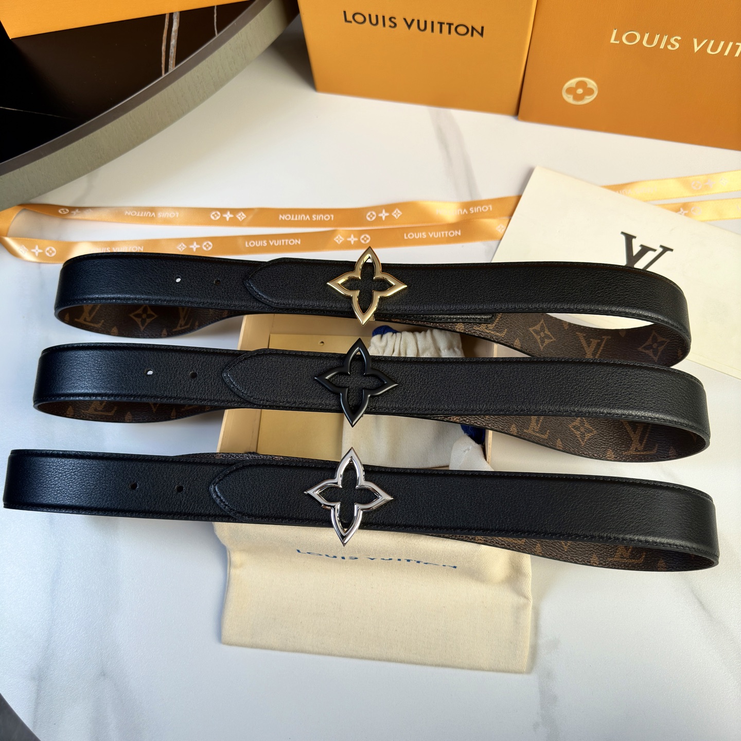 [TOP] Louis Vuitton LV Monogram Belt 3.5cm - 3 Colors