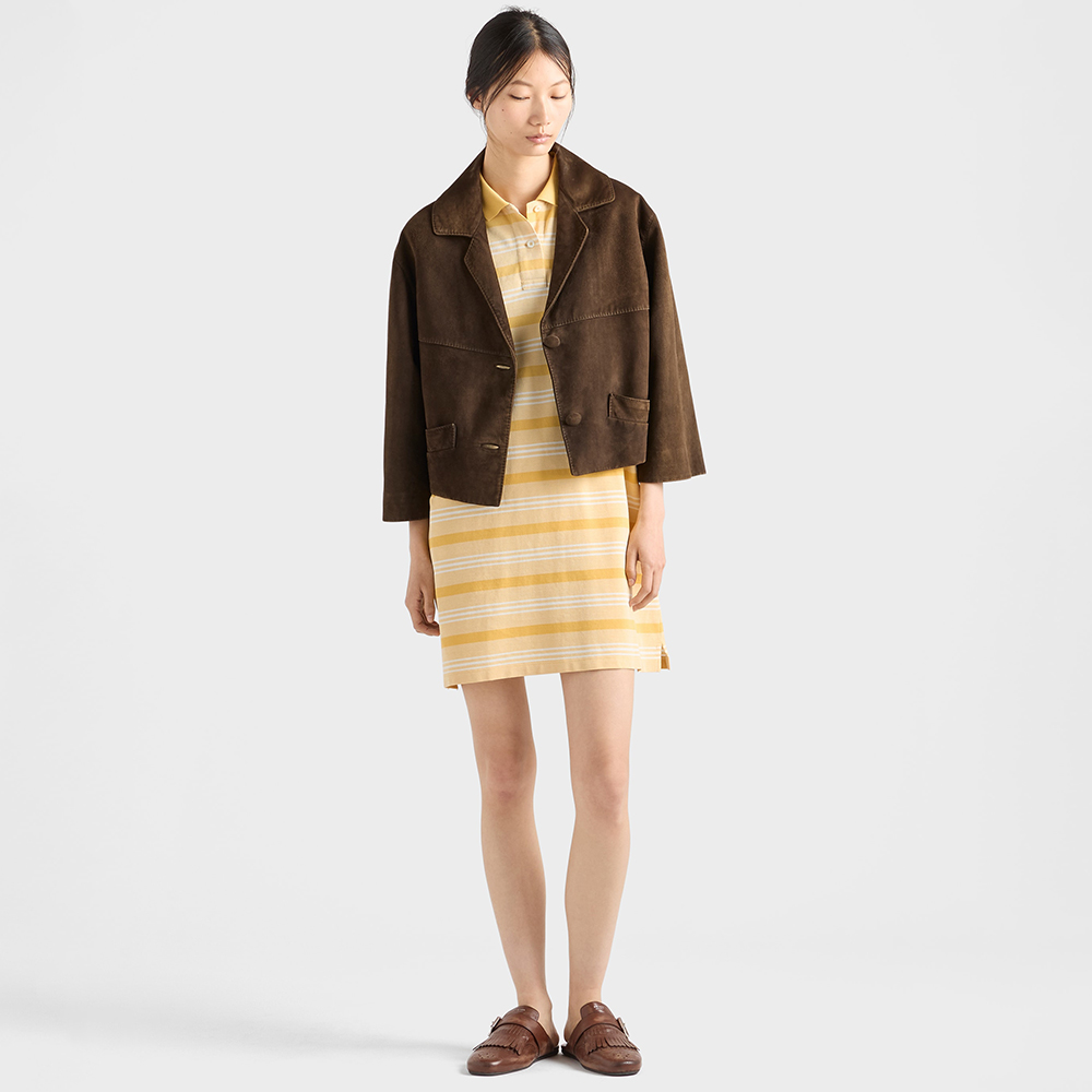 PRADA Yellow Bayadere Stripe Piqué Mini-dress #381470