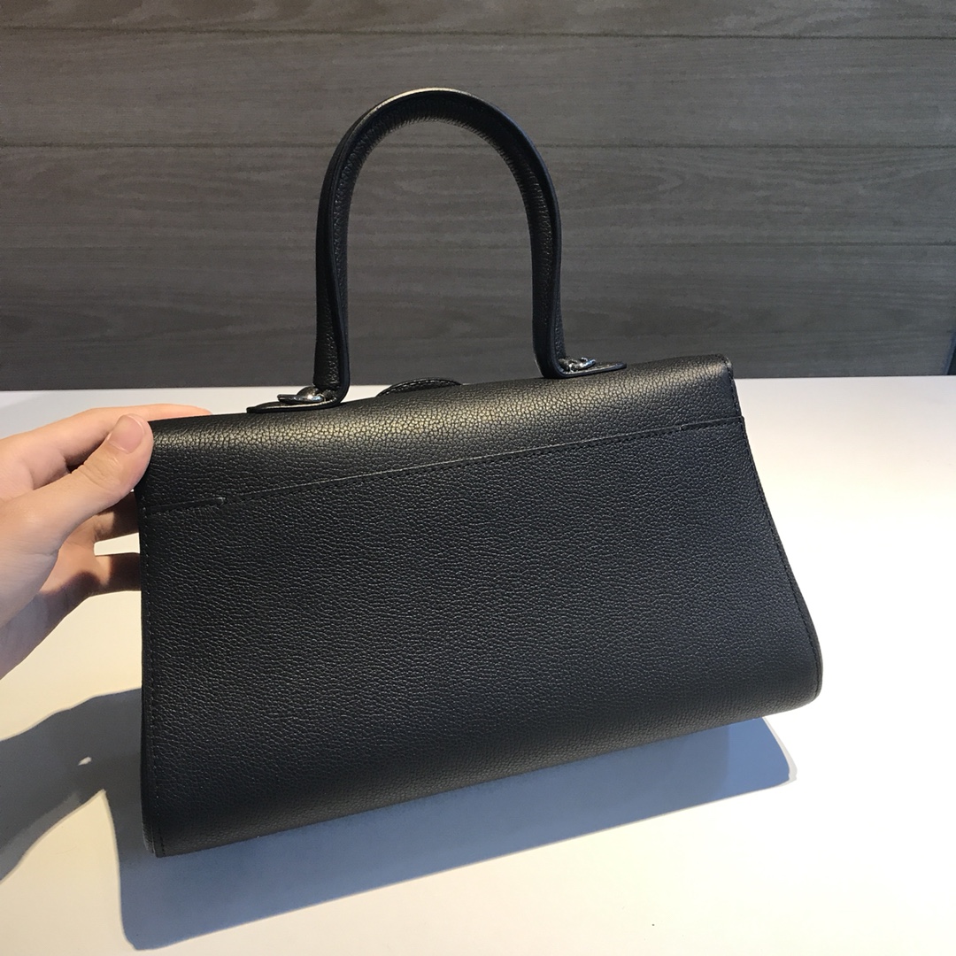[TOP] Delvaux Brillant Bag Togo Leather 28*8*15.5cm - Black - 711 Luxury
