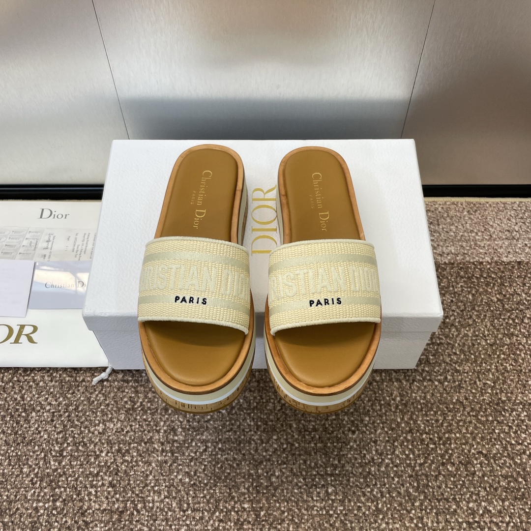 [TOP] Christian Dior IVIETA AY Slippers - Beige - 711 Luxury