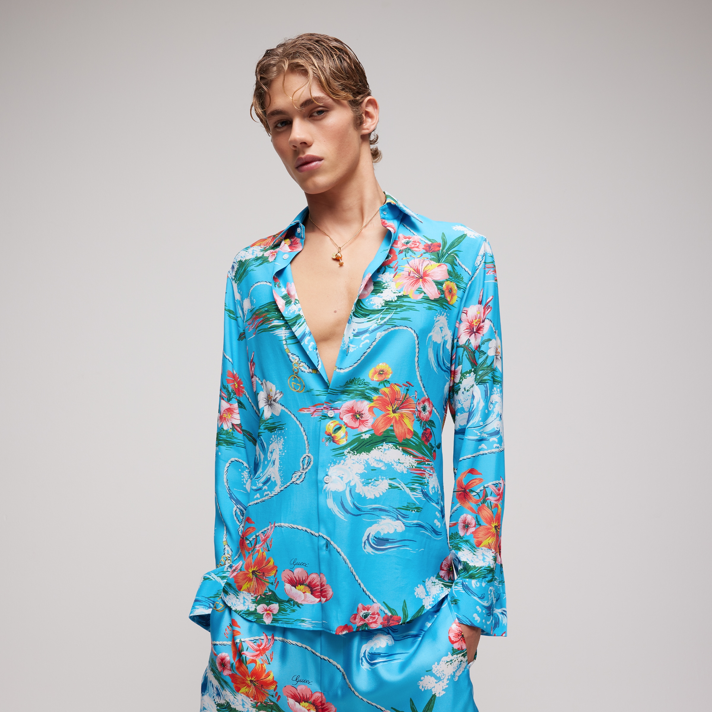 Gucci Printed Fluid Fabric Shirt in Multicolor #386771