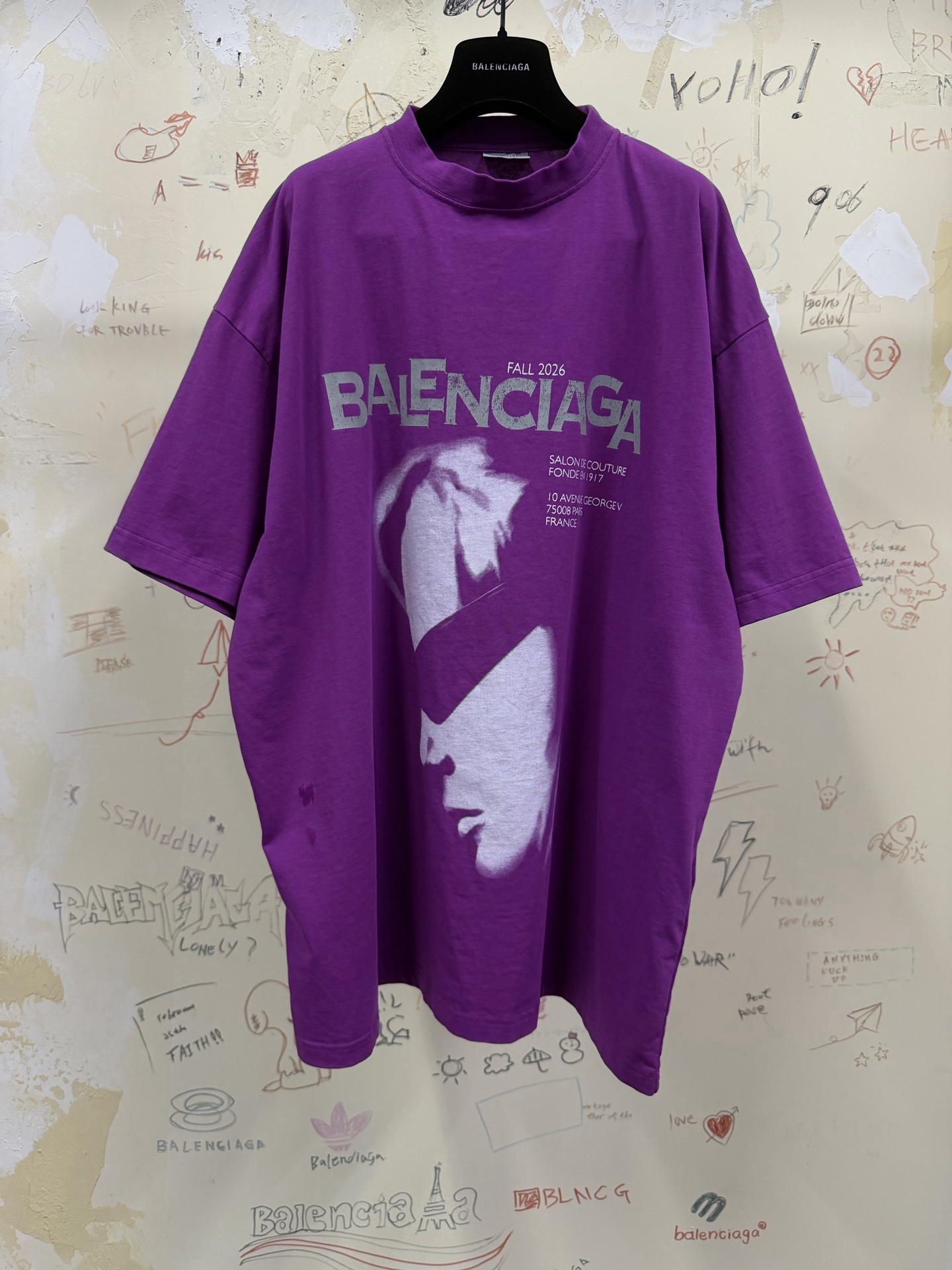 Balenciaga Purple Printed T-Shirt #389041