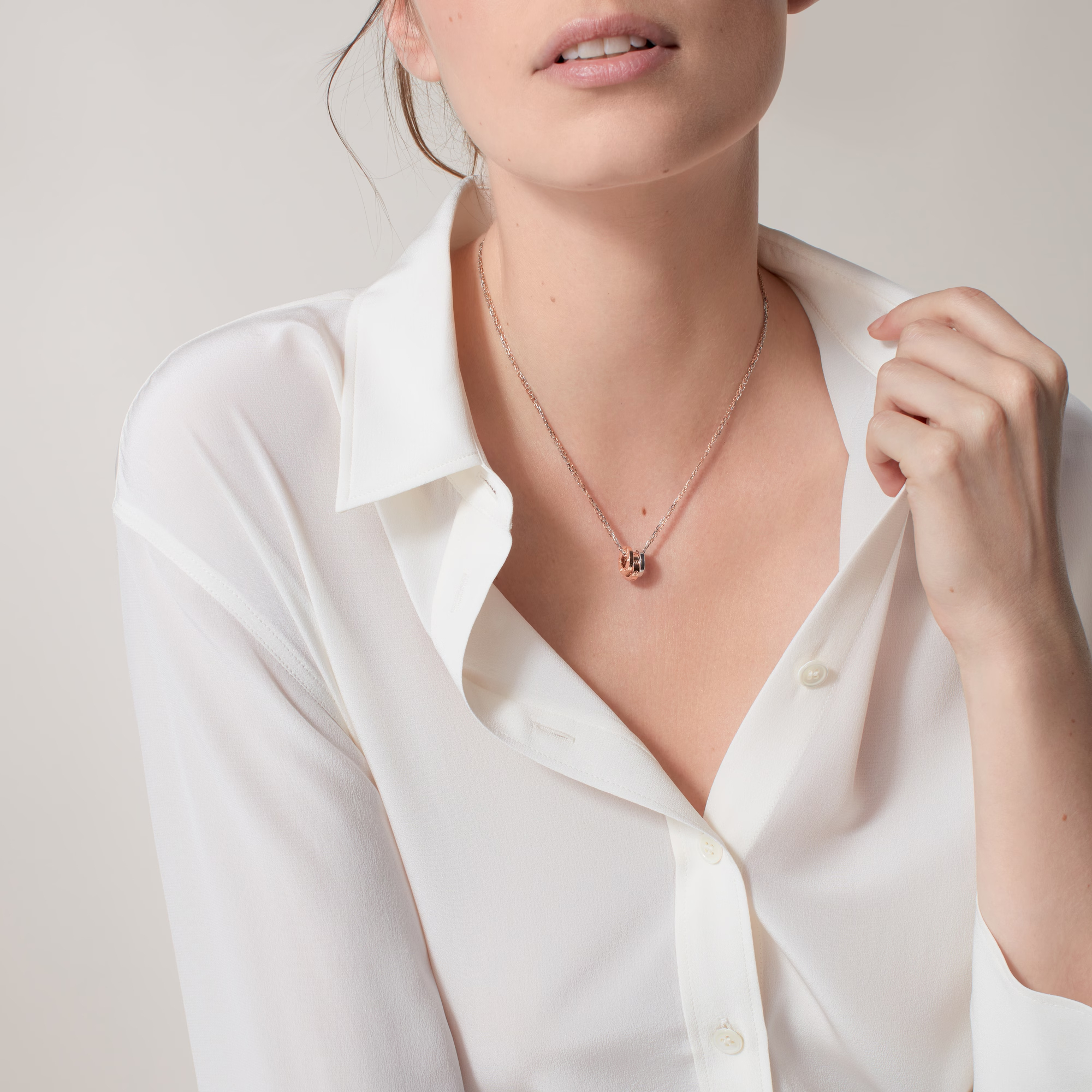 Carty Love Luna Loop Necklace, Rose Gold, 6 Moissanite