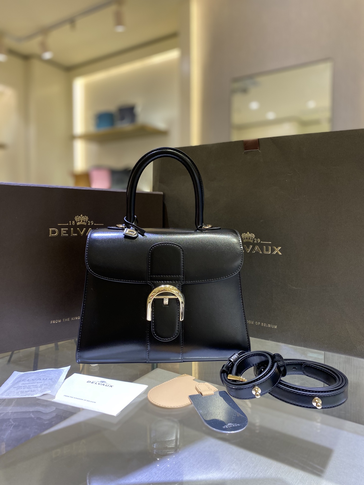 [TOP] Delvaux Brillant Bag Box Leather 24*12*19cm - Black - 711 Luxury