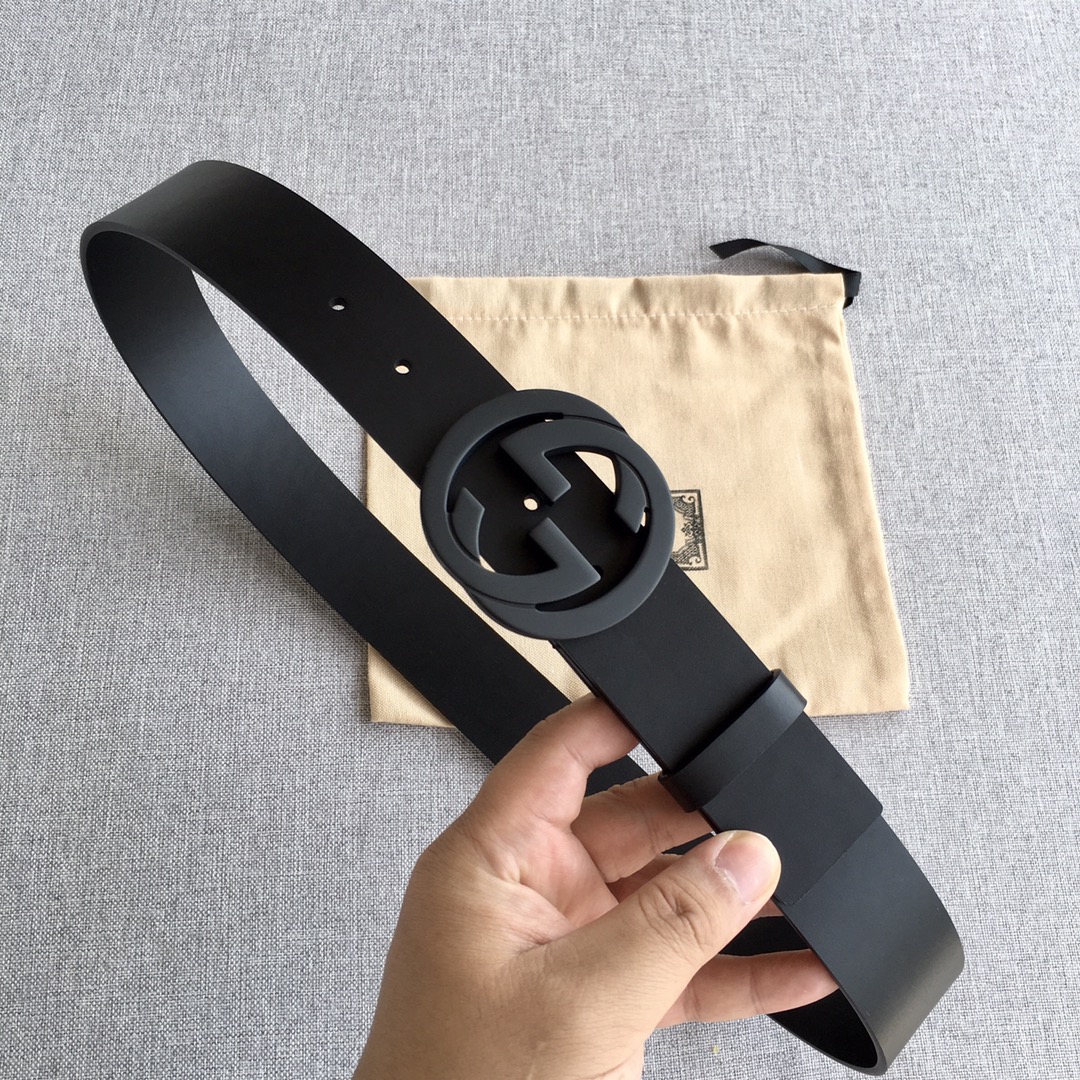[TOP] GUCCI GG Belt 3.8cm - Black - 711 Luxury