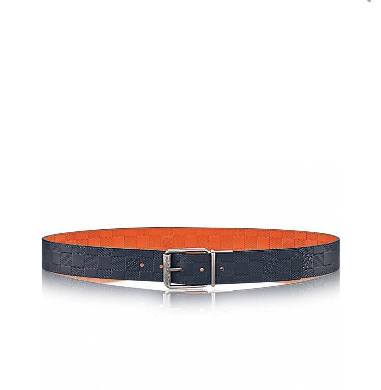 [TOP] Louis Vuitton LV Men's Belt 4 cm - Black and Orange - 711 Luxury