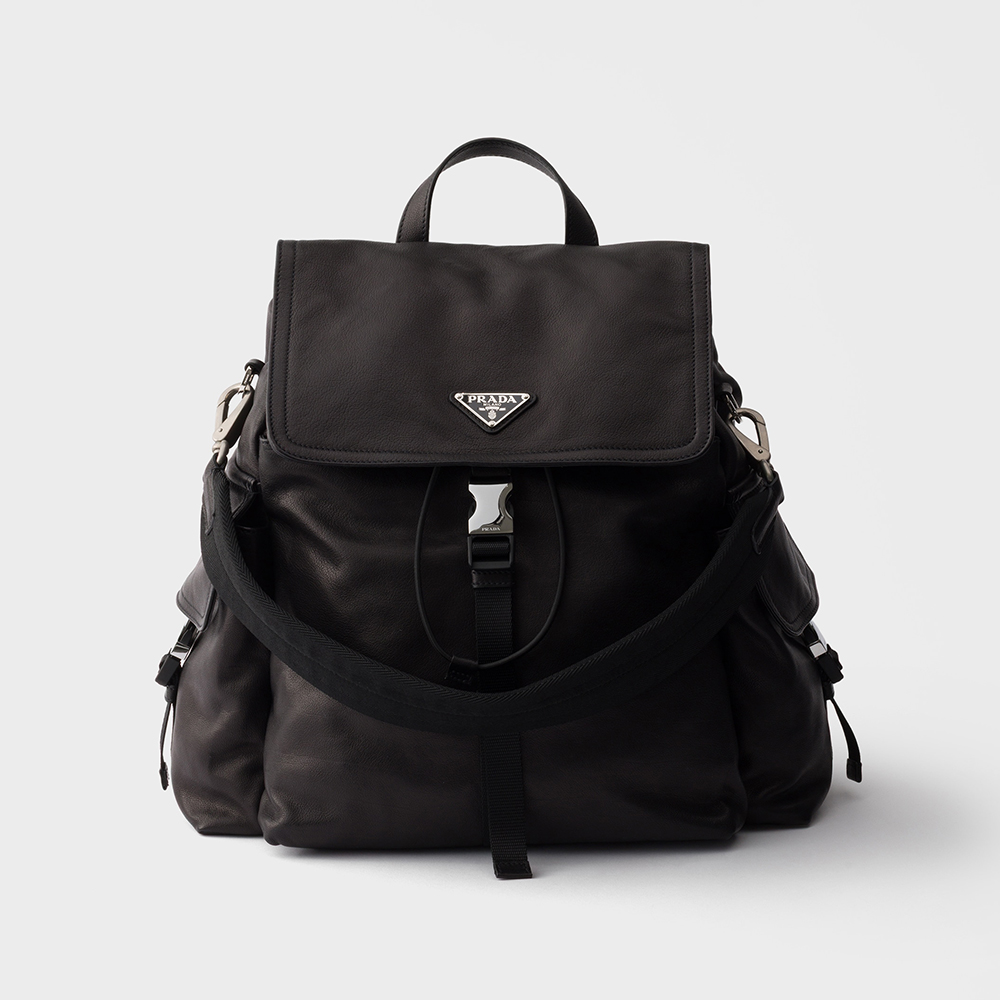 PRADA Black Prada Explore Leather Backpack #384223