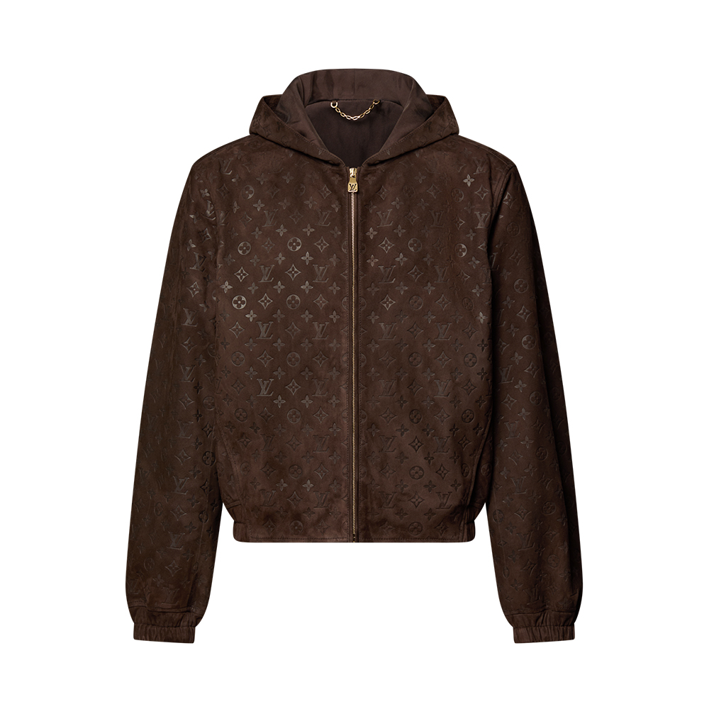 Louis Vuitton Clothing LOUIS VUITTON Monogram Embossed Suede Hoodie #395927 | Nigo Office