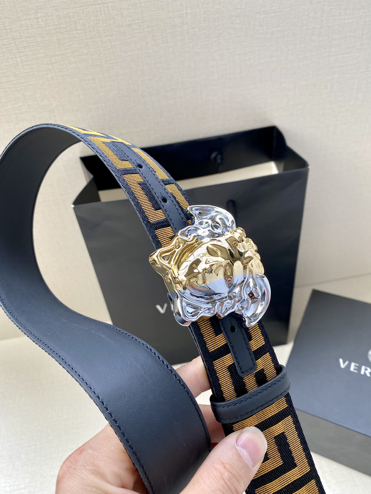 [TOP] VERSACE Men's Belt 3.8 cm - Black - 711 Luxury