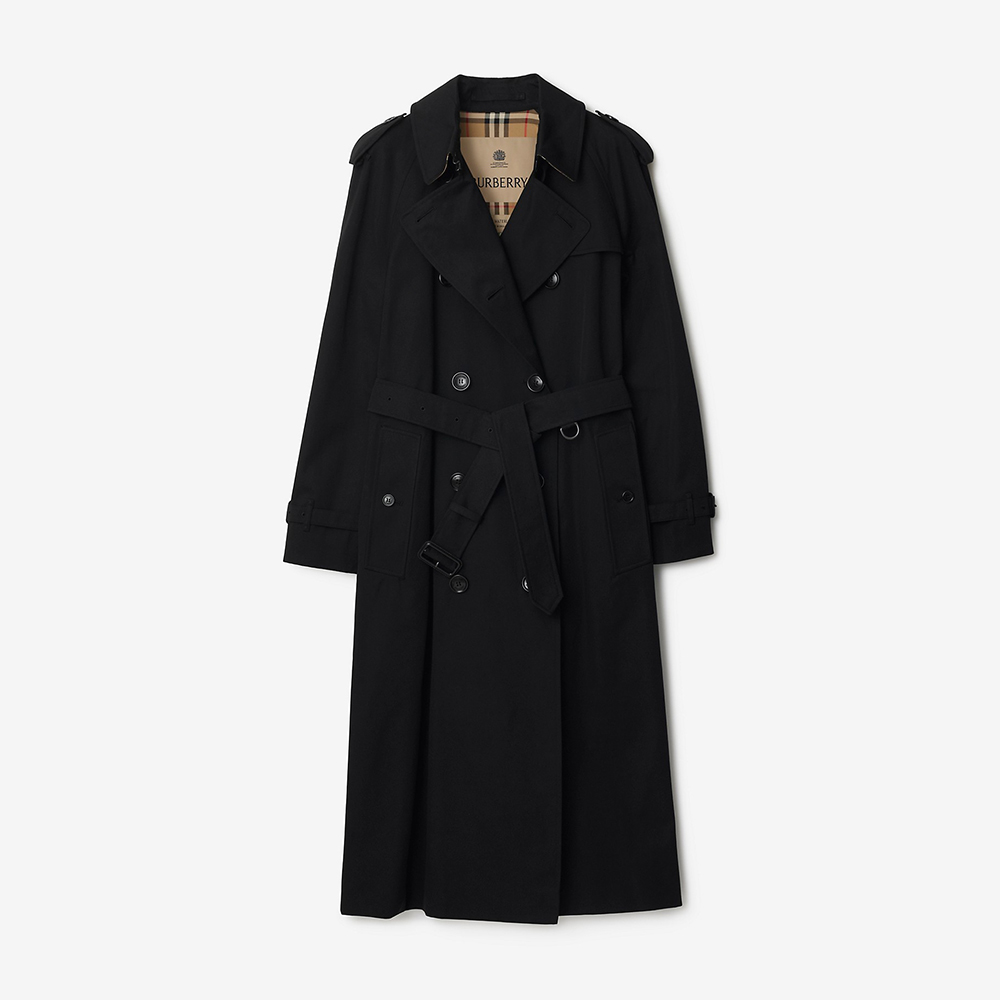 Burberry black Clothing Burberry Long Waterloo Heritage Trench Coat in Black Women Cotton Gabardine #395496 | Nigo Office