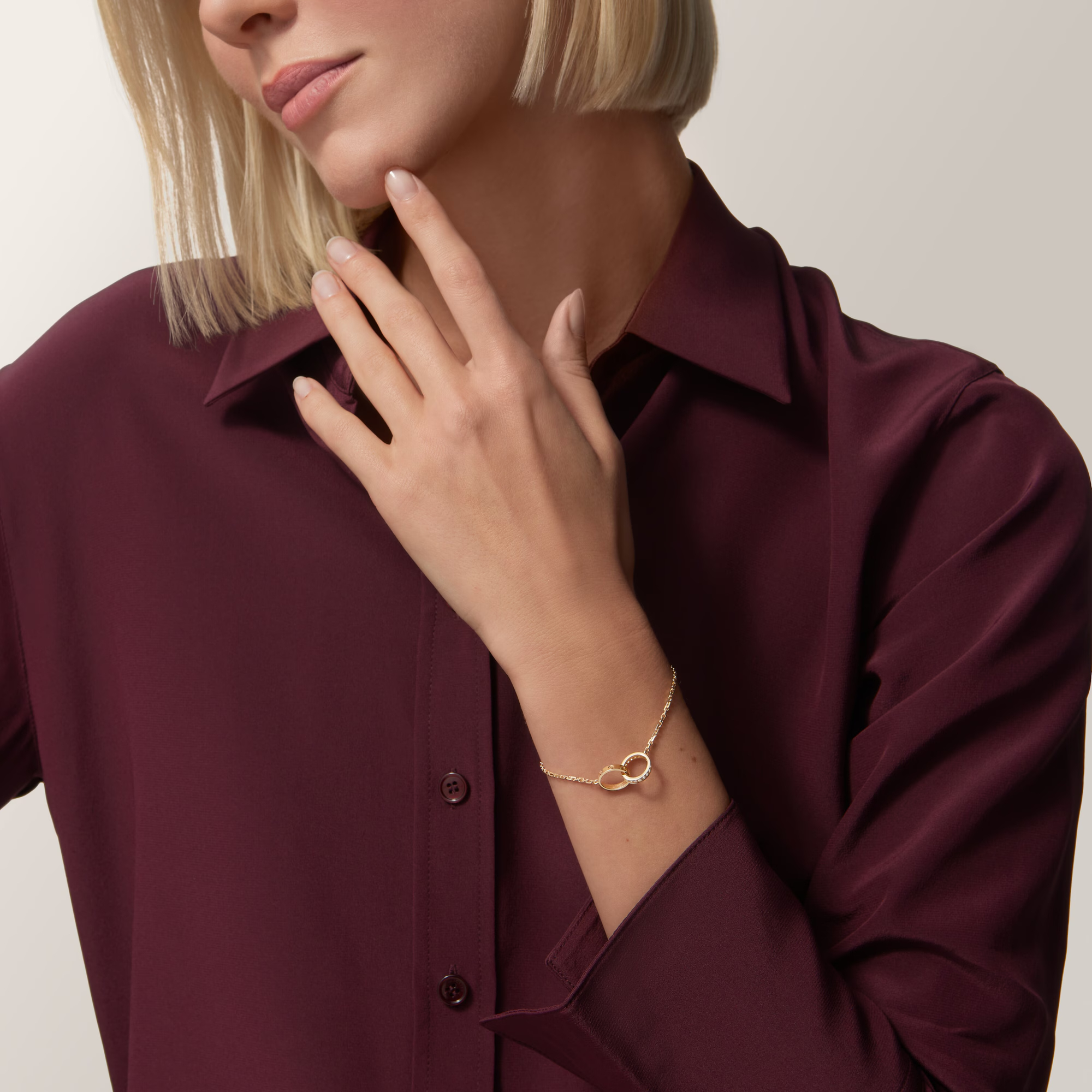 Carty Love Luna Loop Bracelet, Yellow Gold, Half-Paved