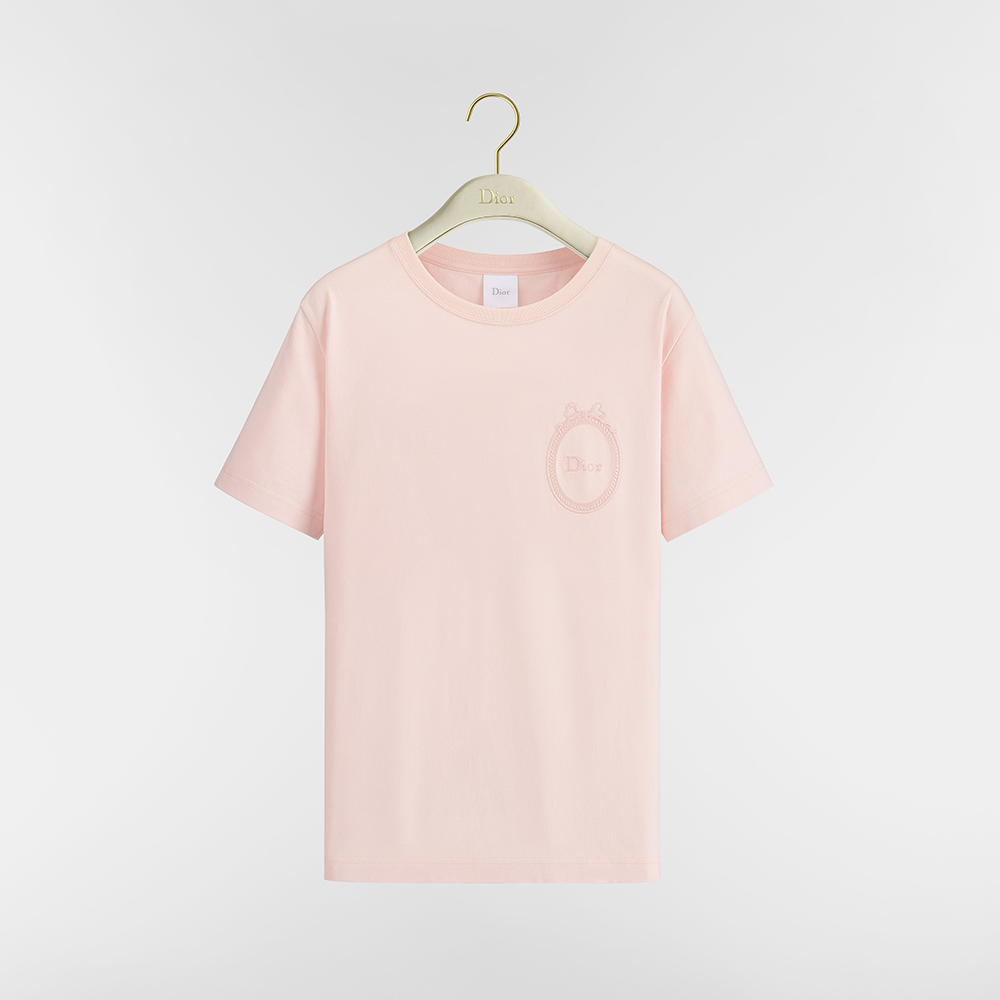 DIOR Fitted Dior Médaillon Embroidered T-shirt Blue Cotton Jersey #387300