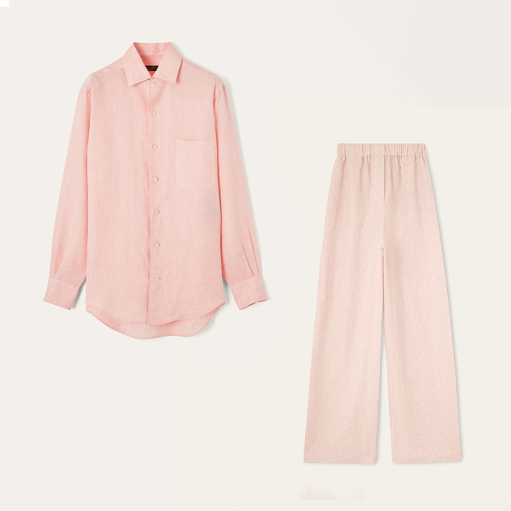 Loro Piana Peach Candle Linen André Shirt and Pants Smart Casual women's shirts Pants #384981