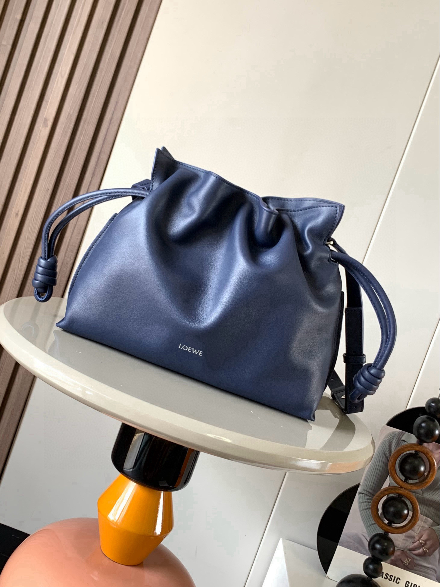 [TOP] LOEWE Flamenco Bag Cowhide Leather 30x24.5x10.5cm - Navy Blue
