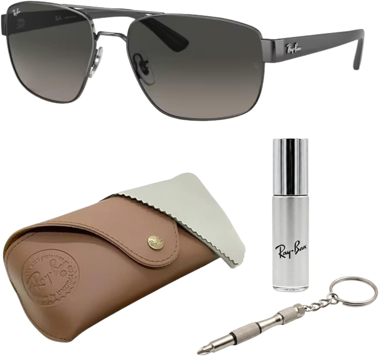 Ray-Ban RB3663 Square-Round Shaped Sunglasses for Men & Women with Official RAYBAN Eyewear Kit