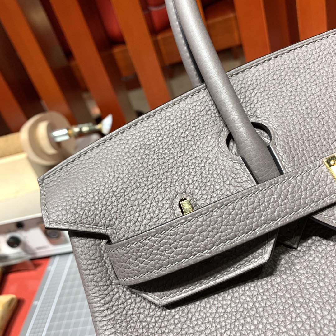 [TOP] HERMES Birkin Togo Leather 30cm - Etain & GHW