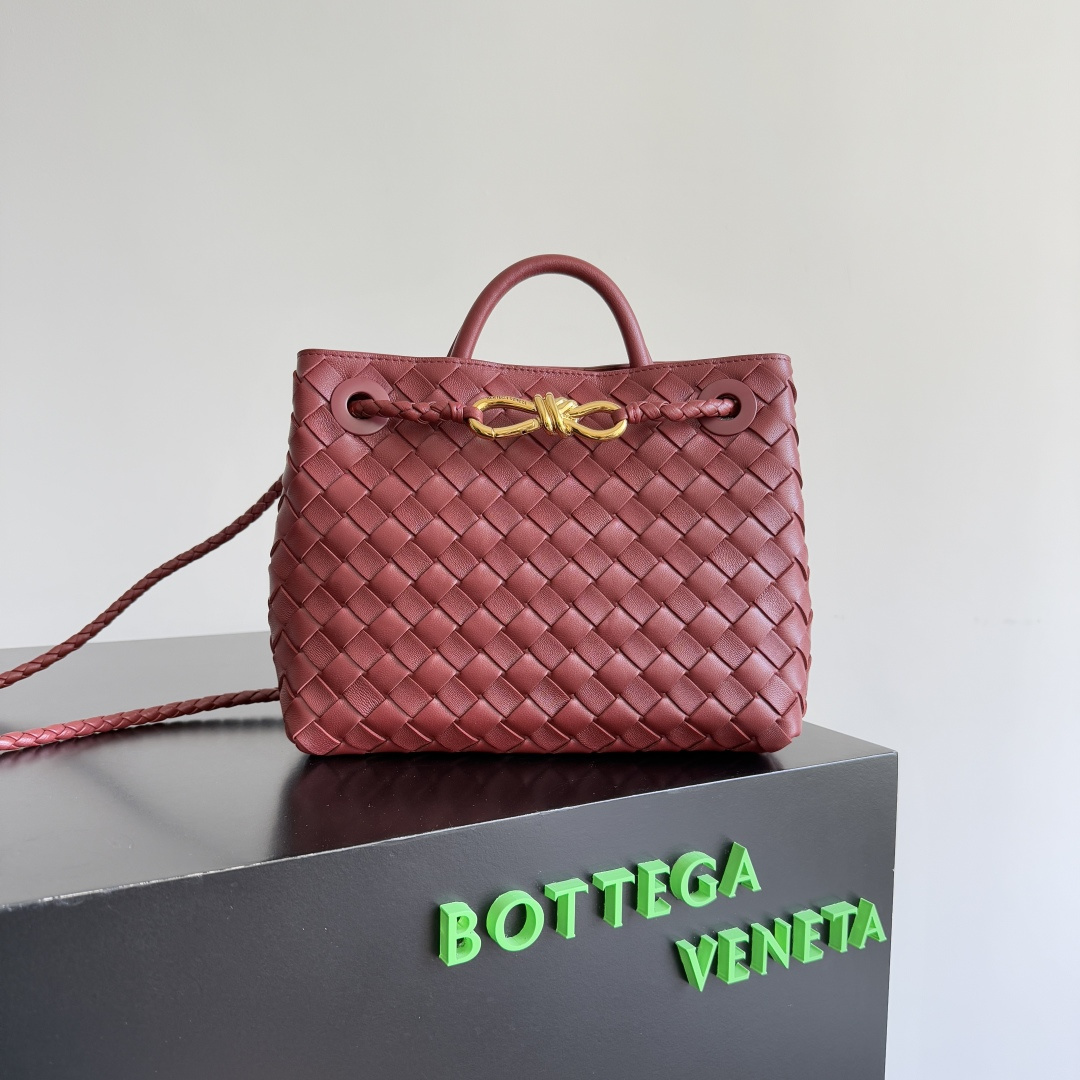 [TOP] Bottega Veneta BV Andiamo Bag Lambskin 25x22x10.5cm - Dark Red - 711 Luxury