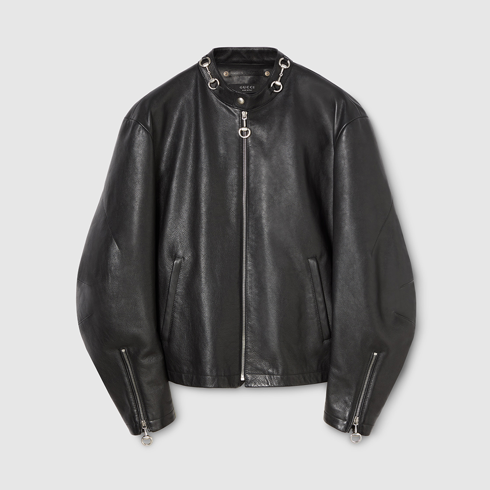 Gucci black Clothing GUCCI Leather Jacket With Horsebit in Black #388820 | Nigo Office