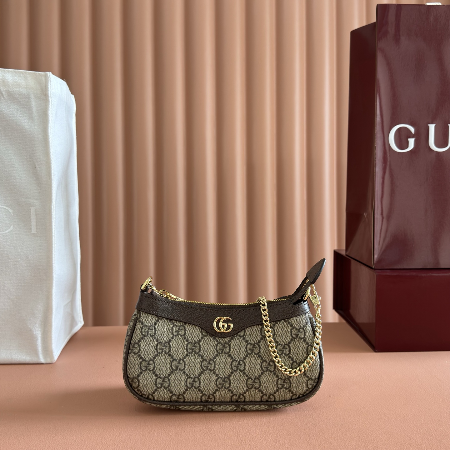 [TOP] GUCCI Ophidia Bag Mini 10 x 19 x 3 cm - Brown - 711 Luxury