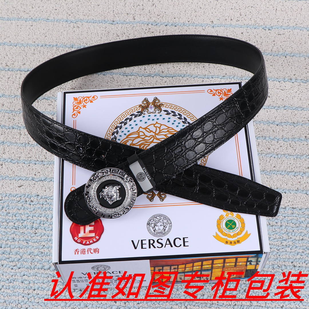 [TOP] VERSACE Men's Belt 3.8 cm - Black - 711 Luxury