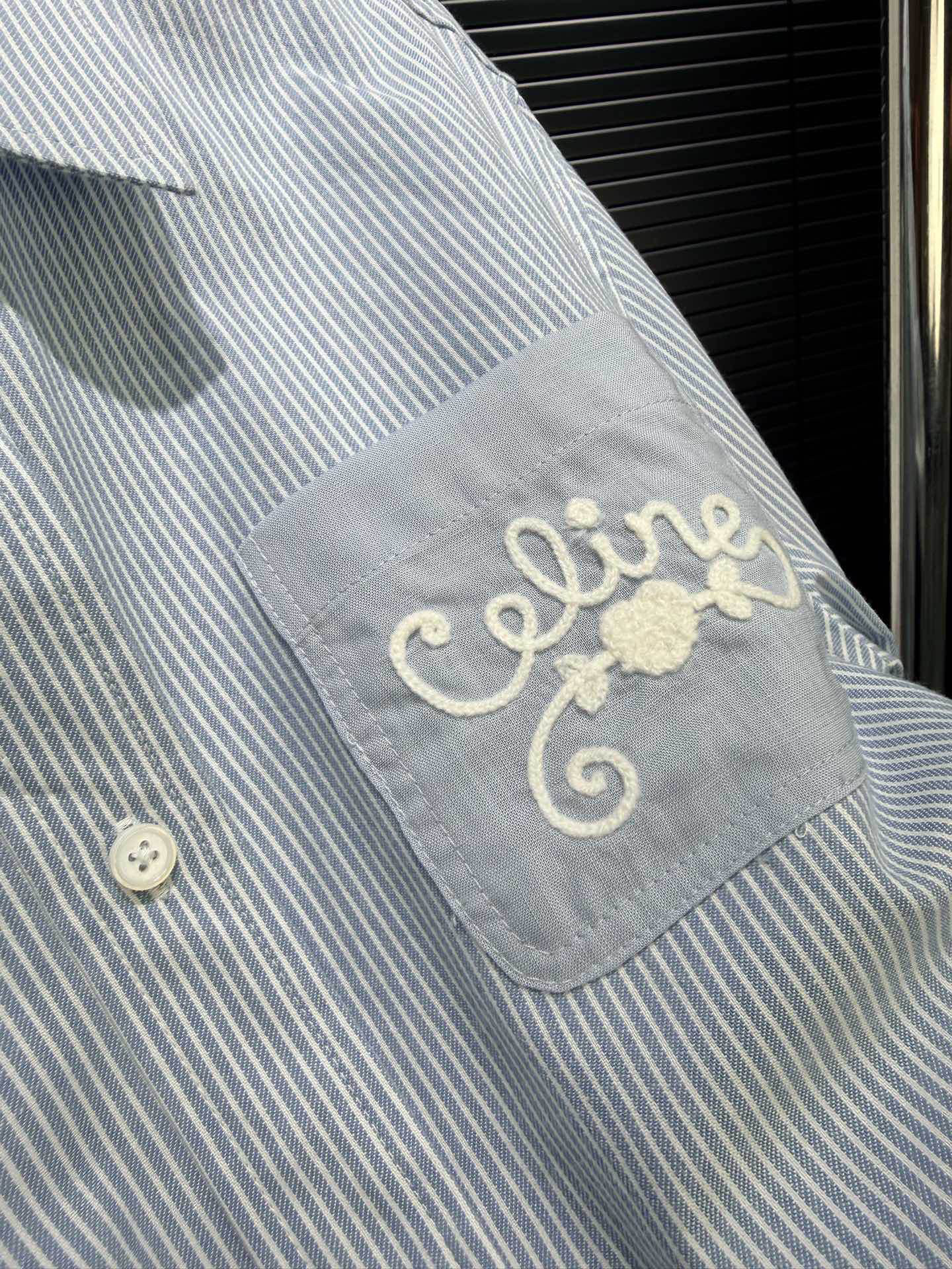 [TOP] CELINE Long-sleeved Shirt - Blue