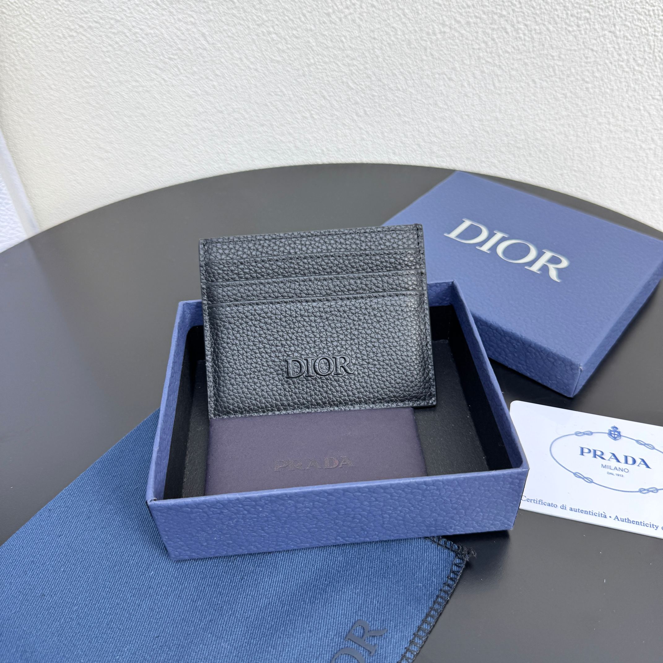 [TOP] Christian Dior Calfskin Card Holder 10x8x0.4cm - 3 Colors