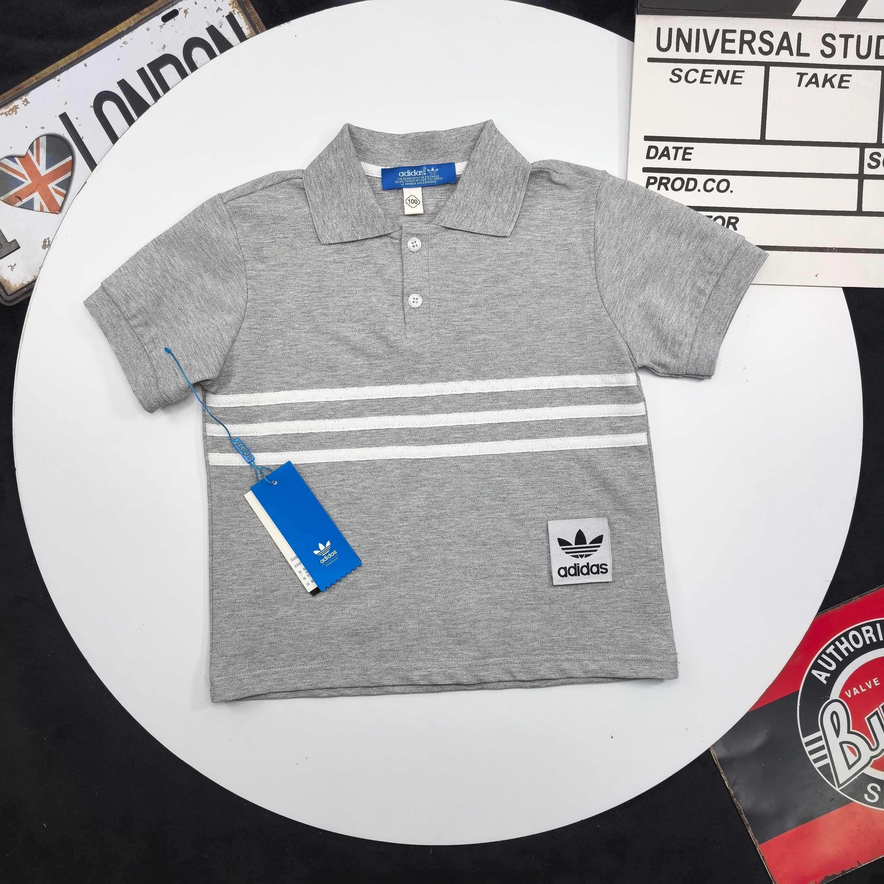 Adidas Unisex Kids Three Stripes Trefoil Patch Short Sleeve Polo Shirt Boys Girls Casual Tee Sizes 90-160