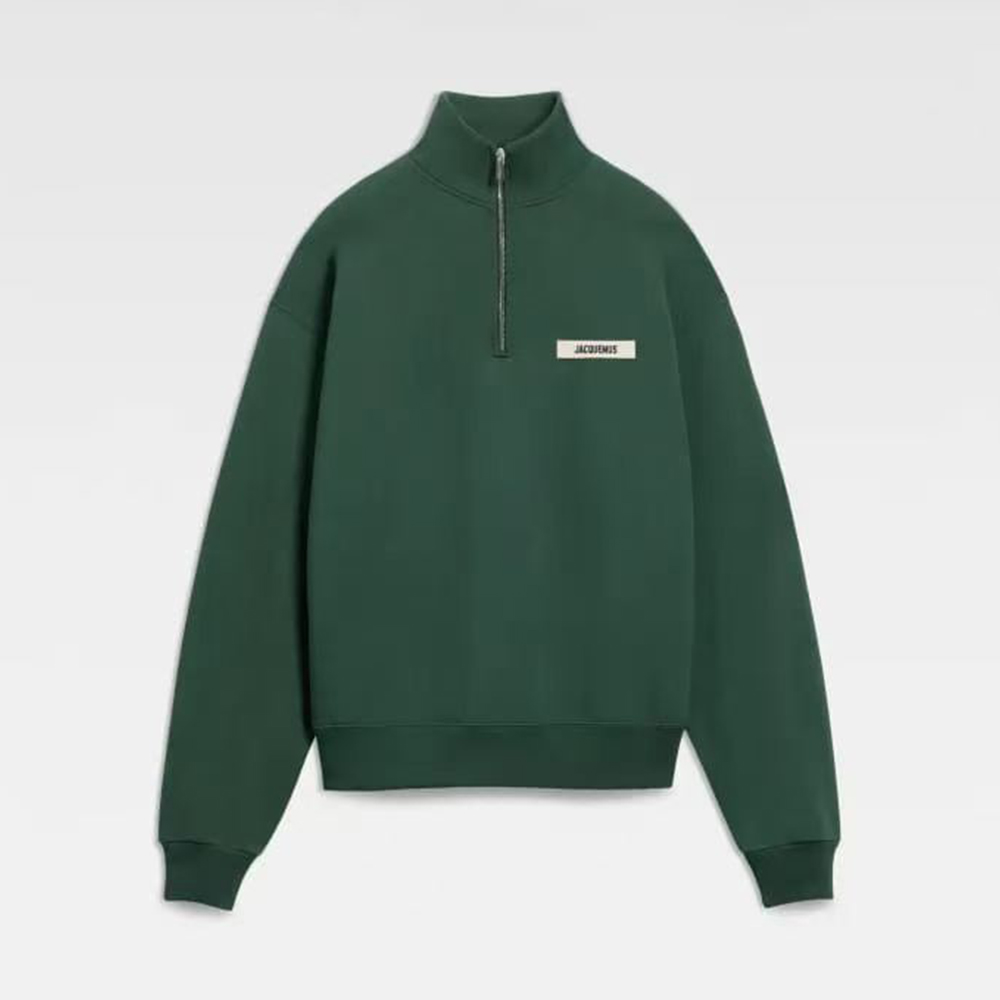 Jacquemus Embroidered Web Logo Detail Half-zip Sweatshirt
