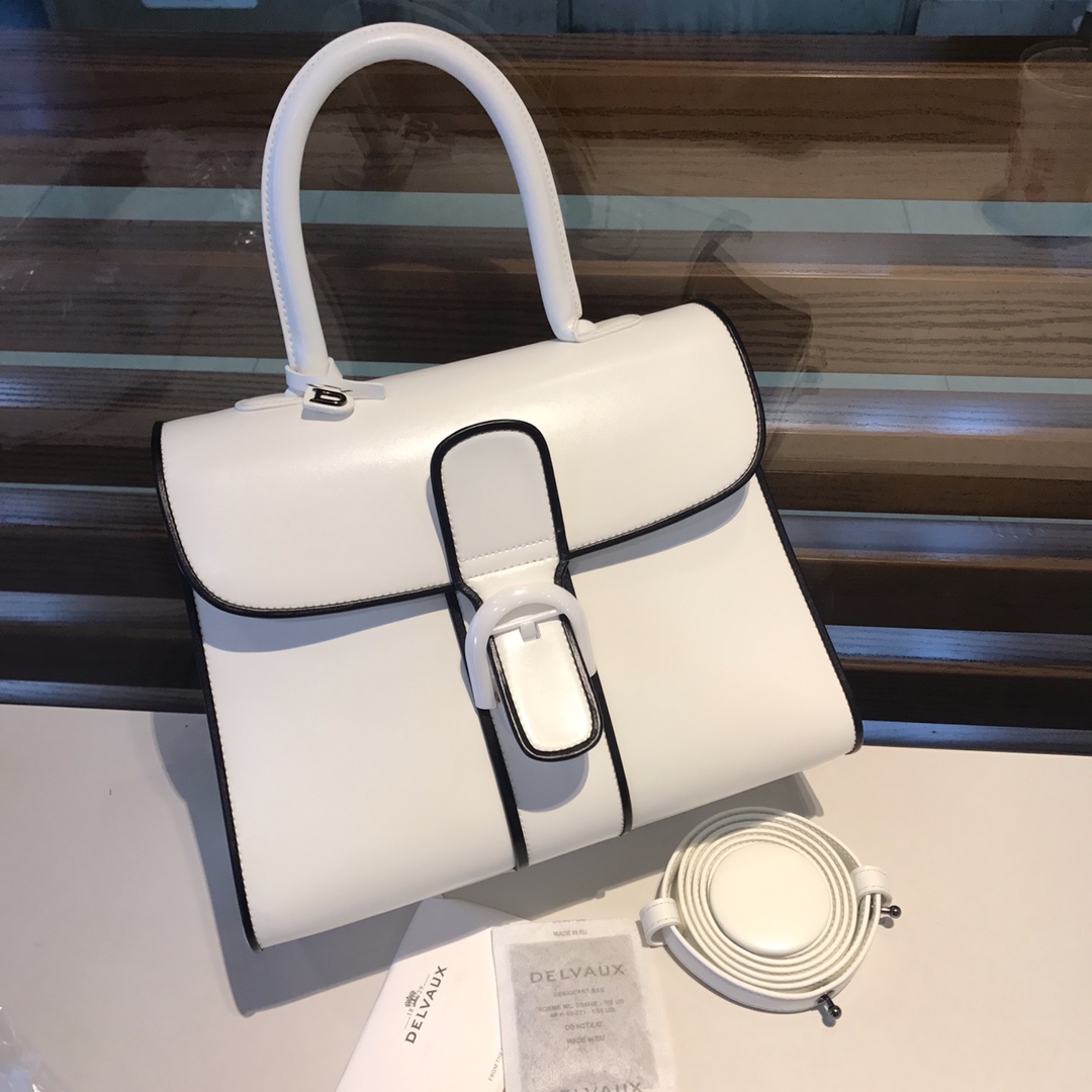 [TOP] Delvaux Brillant Bag Box Leather  28cm - White - 711 Luxury