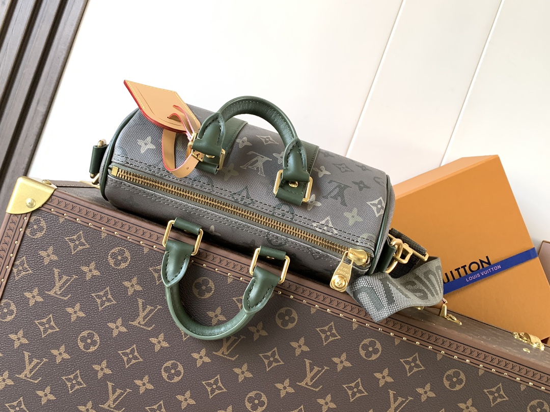 [TOP] Louis Vuitton LV Keepall Bandoulière 25 Bag Monogram Surplus 15 x 11 x 25cm - Army Green