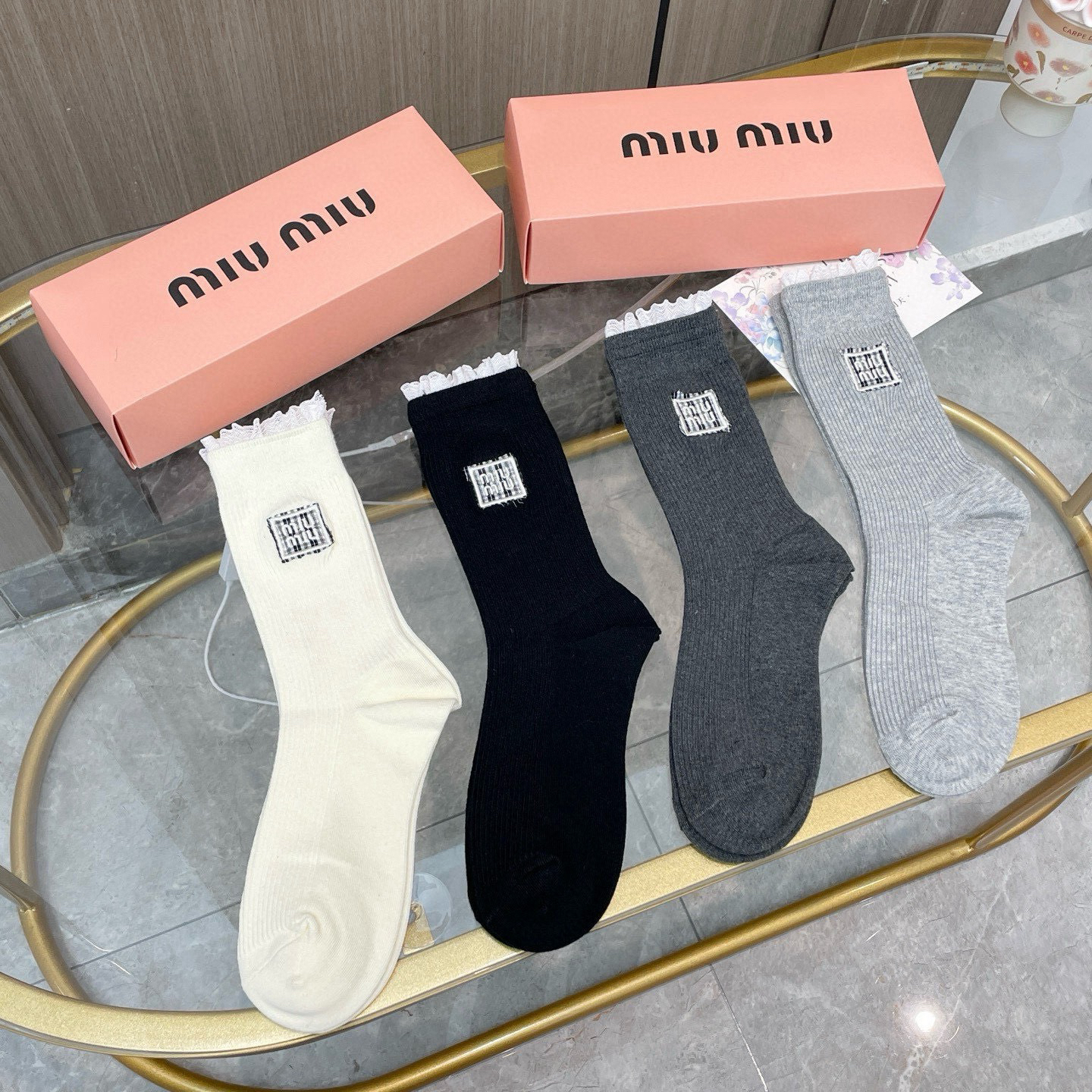 [TOP] Miu Miu Socks - 4 Pieces as a Set - 711 Luxury