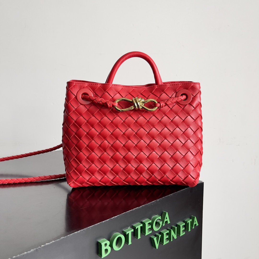 [TOP] Bottega Veneta BV Andiamo Bag Lambskin 25x22x10.5cm - Red - 711 Luxury
