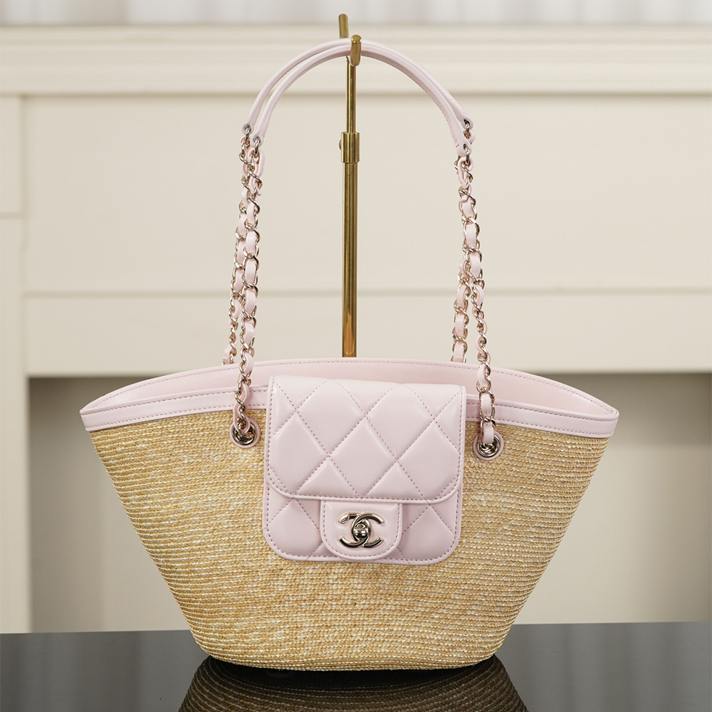 Chanel pink Bag Chanel Vegetable Basket Woven Bag Pink #387918 | Nigo Office