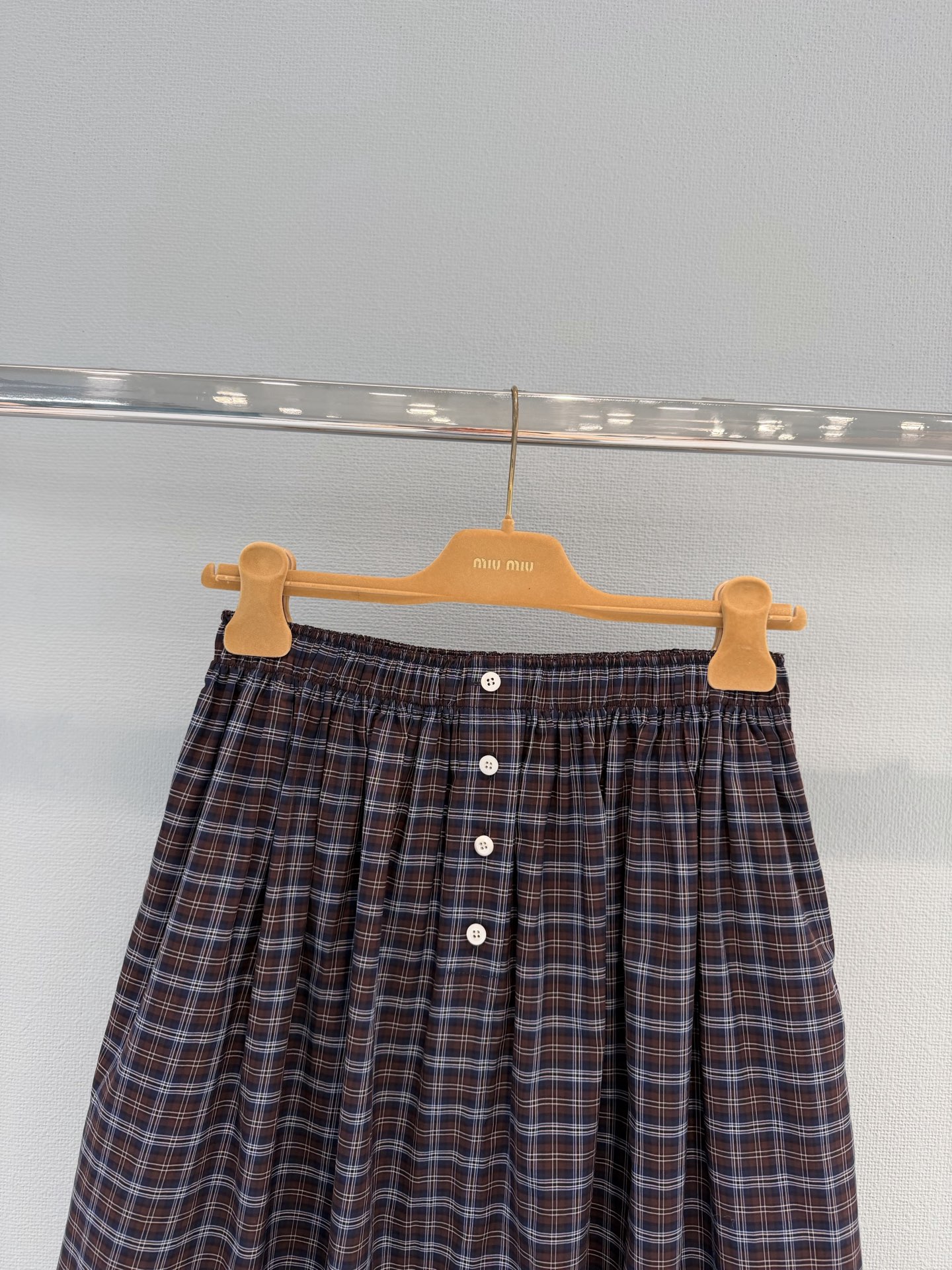[TOP] Miu Miu Plaid Skirt - Brown - 711 Luxury