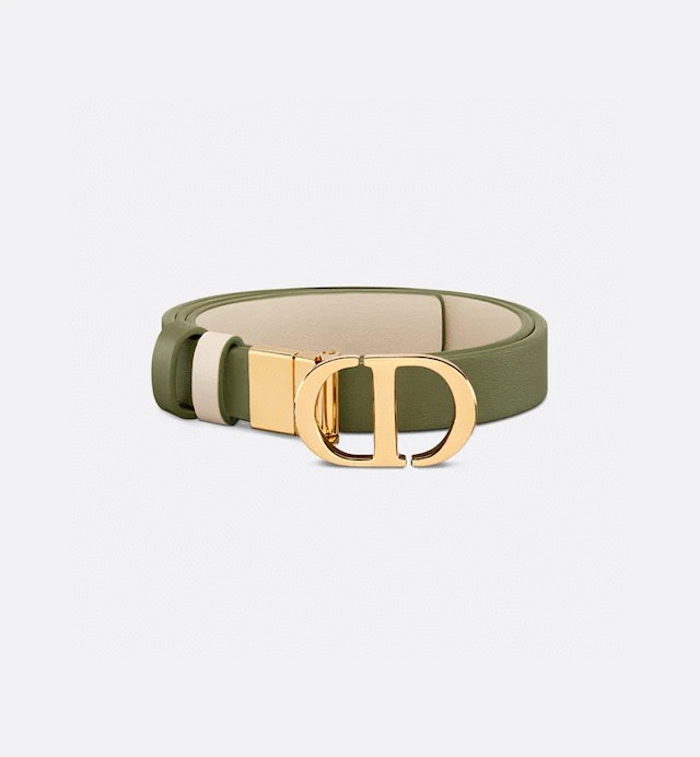 [TOP] Christian Dior Belt Cowhide 20mm - Green and White - 711 Luxury