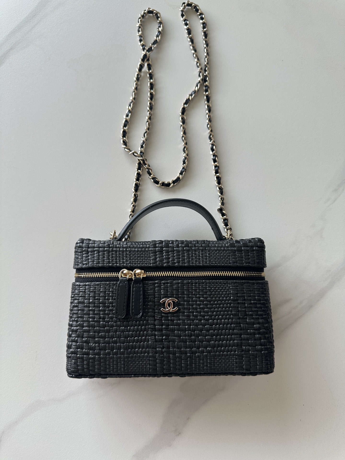 [TOP] CHANEL Woven Grass Vanity Case Top Handle 17cmX9.5cmX8cm - 2 Colors - 711 Luxury