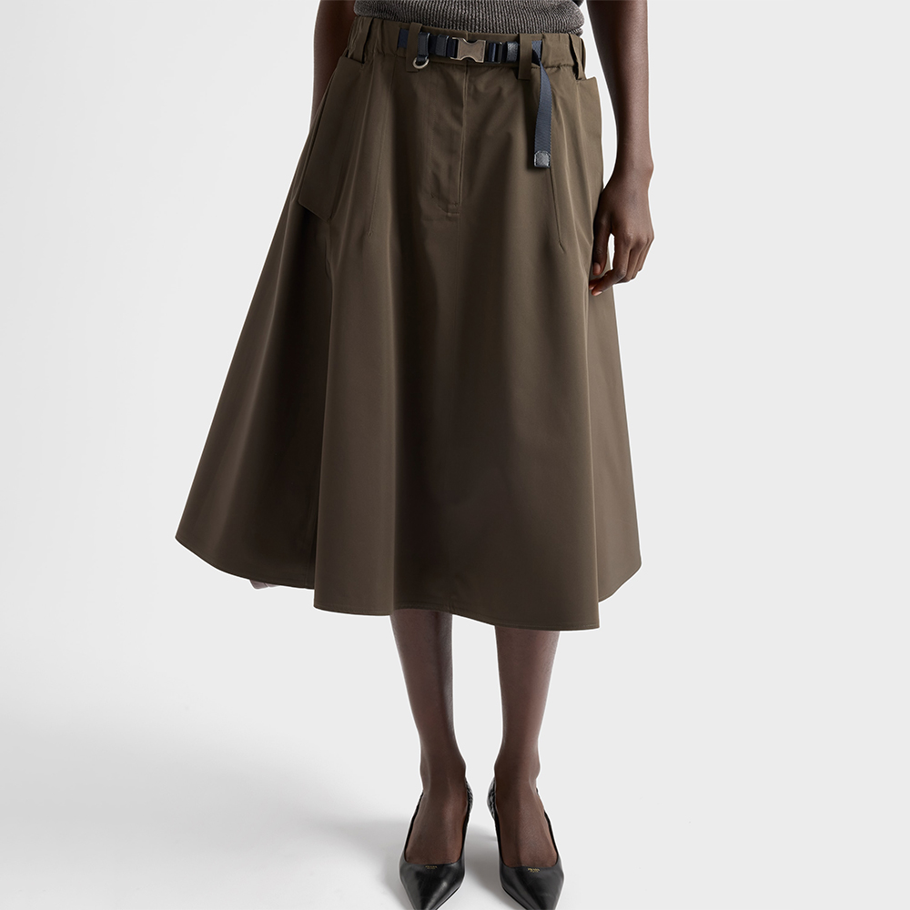 PRADA Selva Green Technical Fabric Circle Skirt #378469