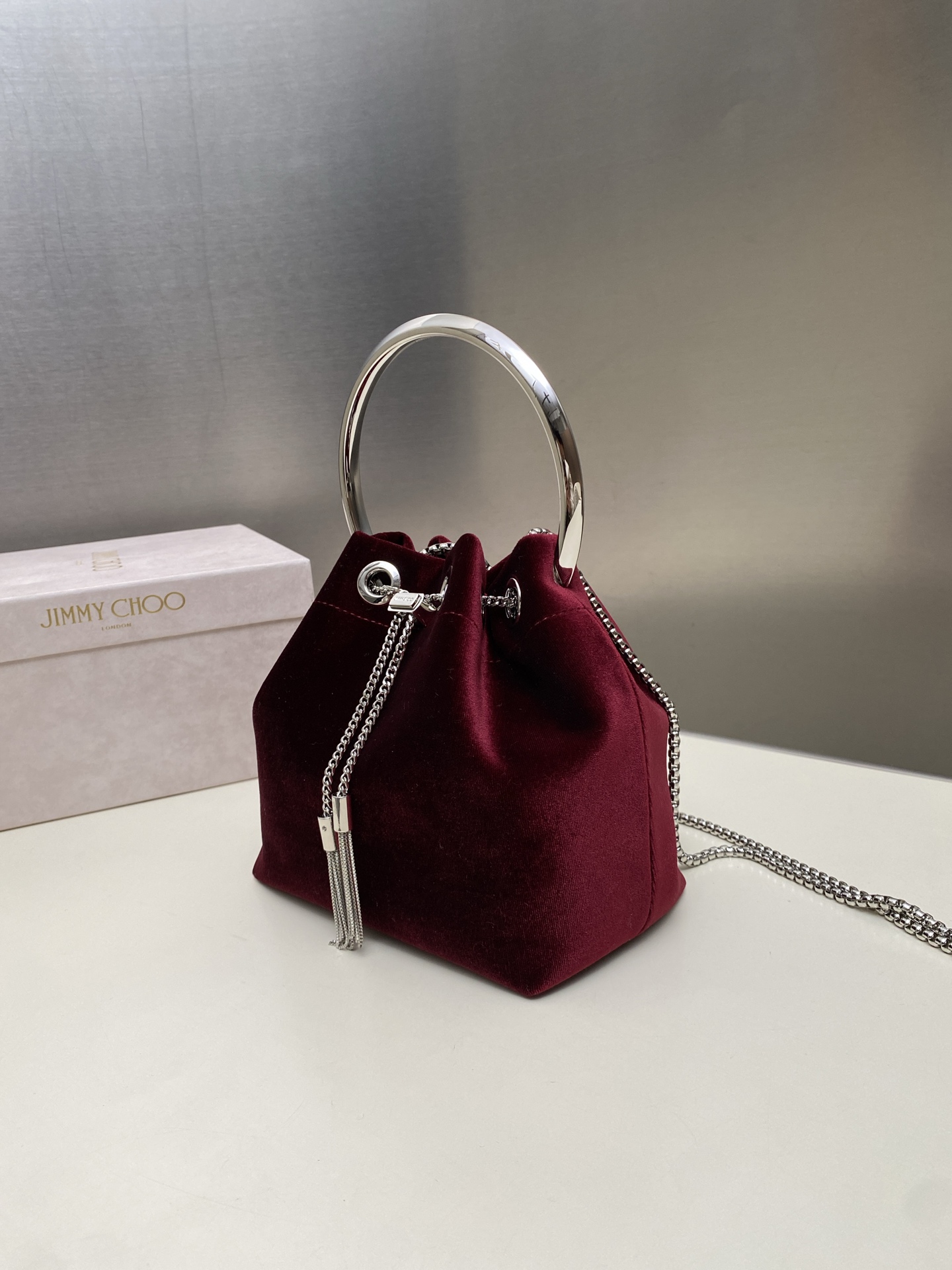 [TOP] JIMMY CHOO Bon Bon Bag 16*15*9.5CM - Dark Red - 711 Luxury
