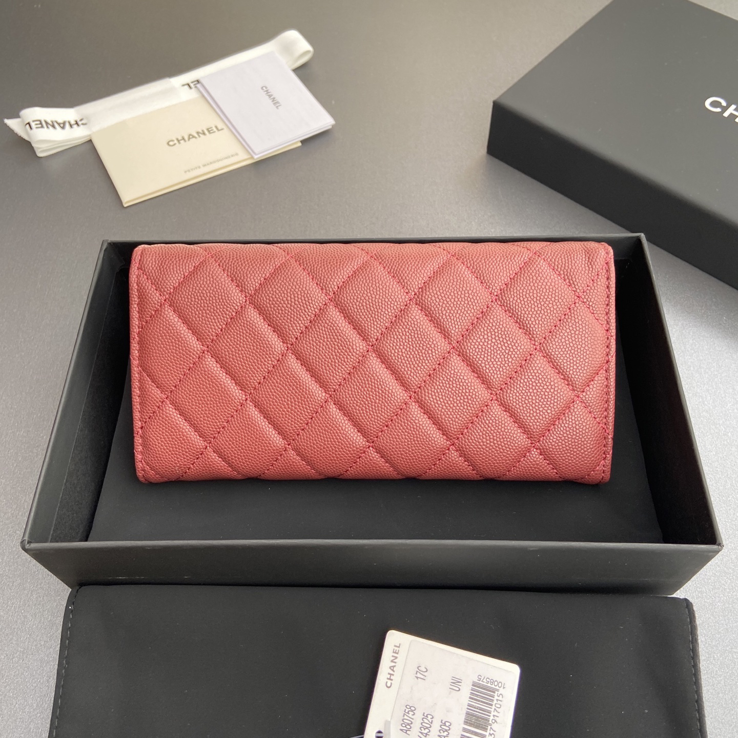 [TOP] CHANEL Long Folding Caviar Wallet 19cm - Dark Red - GHW - 711 Luxury